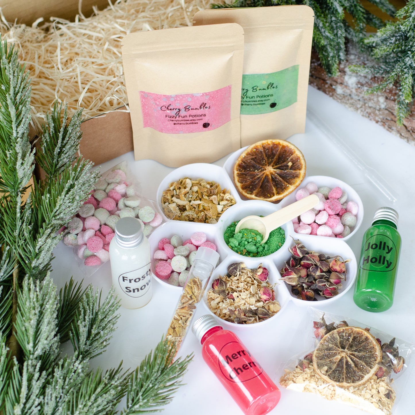 mini sensory tray being used with the Christmas Potion Kit.