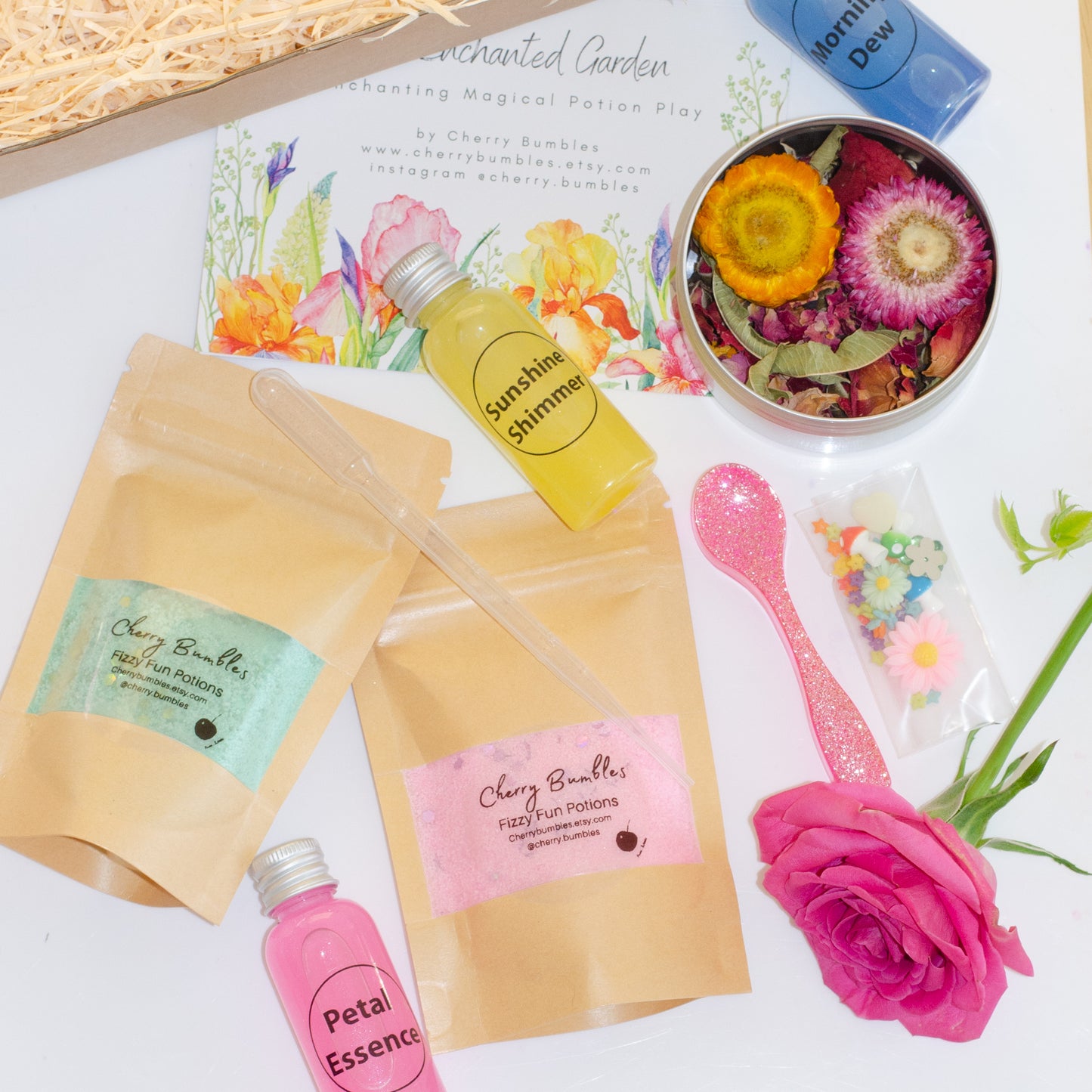 spring activity for girls, make beautiful bubbly potions with our flower making kit