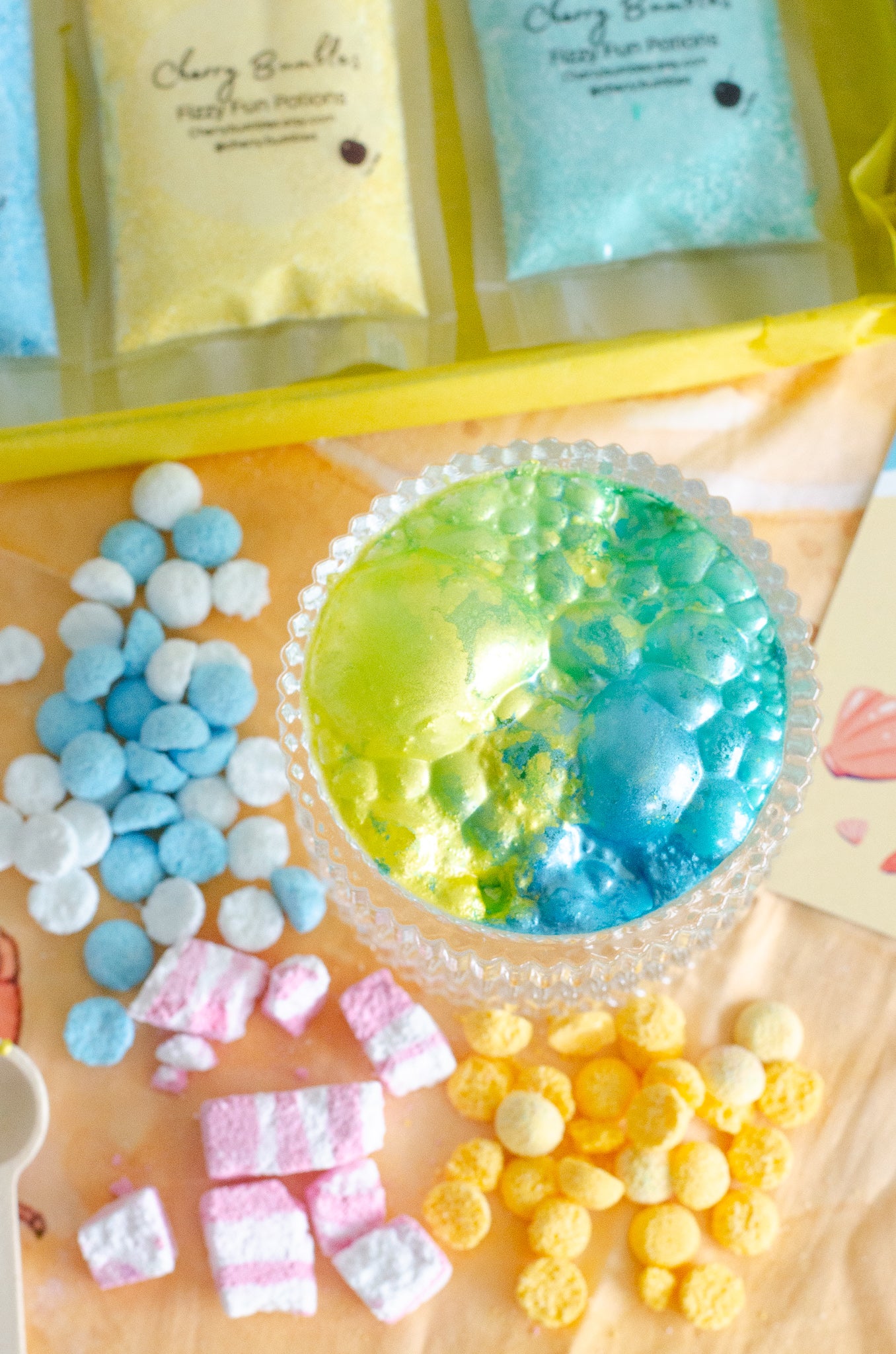 beach themed summer potion making kit. Summer sensory crafts for kids. Summer potion play.